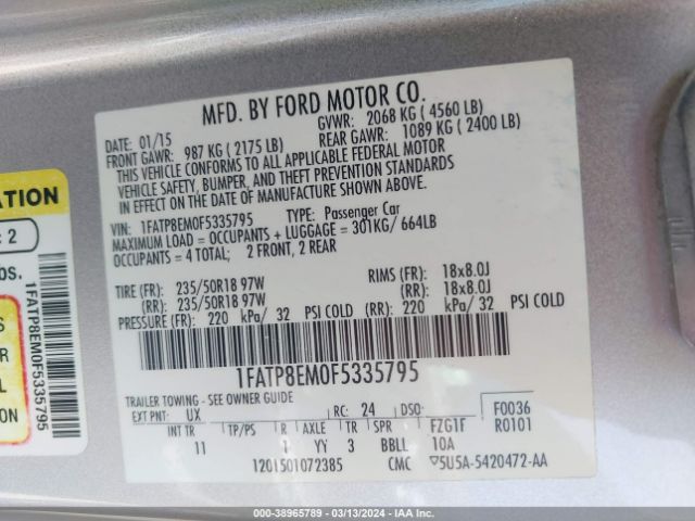 1FATP8EM0F5335795 Ford Mustang V6