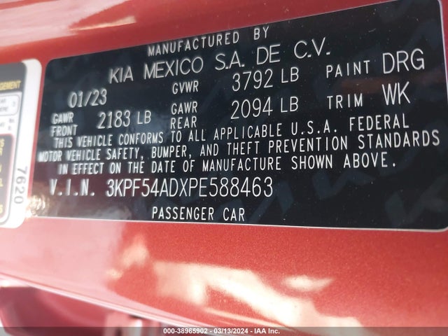 KIA Forte Gt-line 2023 3KPF54ADXPE588463 Image 9