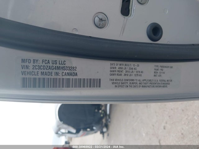 Dodge Challenger Sxt 2021 2C3CDZAG4MH533282 Image 9
