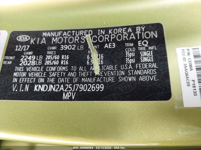 KIA Soul 2018 KNDJN2A25J7902699 Image 9