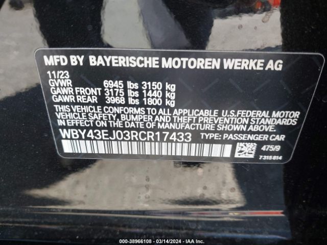 WBY43EJ03RCR17433 BMW I7 Edrive50