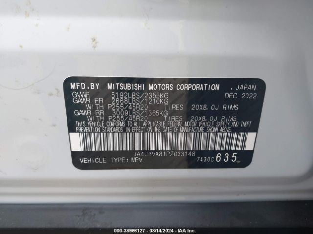 JA4J3VA81PZ033148 Mitsubishi Outlander Sel 2.5 2wd