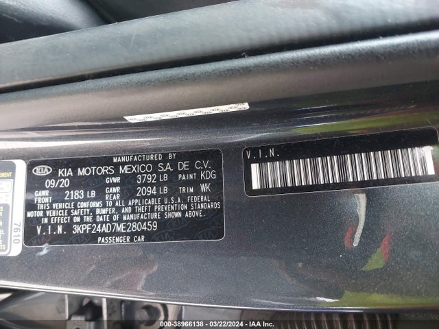 KIA Forte Lxs 2021 3KPF24AD7ME280459 Image 9