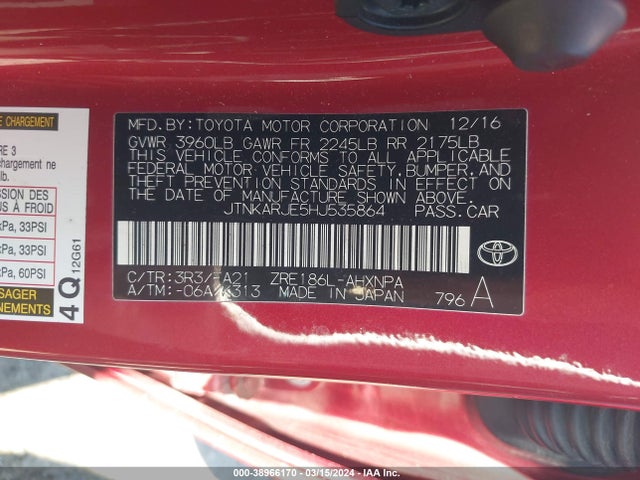Toyota COROLLA IM 2017 JTNKARJE5HJ535864 Image 8