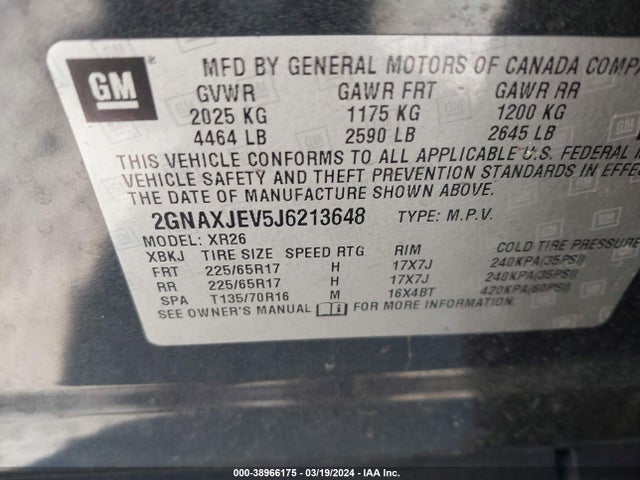 Chevrolet EQUINOX LT 2018 2GNAXJEV5J6213648 Image 9