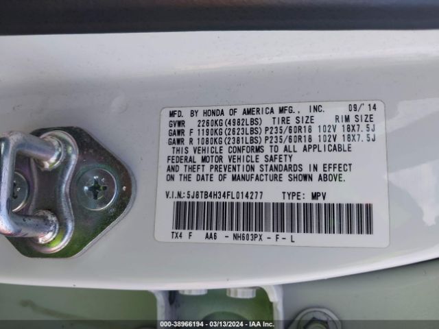 5J8TB4H34FL014277 Acura RDX