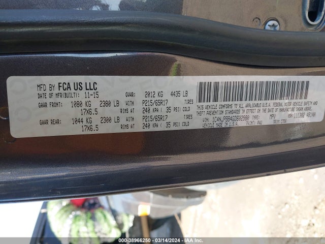 Jeep Patriot Sport 2016 1C4NJPBB4GD602980 Image 9