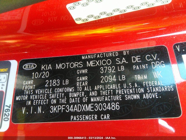 KIA Forte Gt-line 2021 3KPF34ADXME303486 Image 9