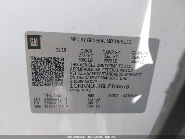 GMC Acadia Awd Slt 2020 1GKKNUL46LZ156578 Image 9