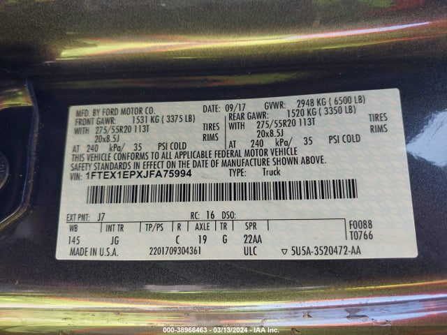 Ford F-150 Xl 2018 1FTEX1EPXJFA75994 Image 9