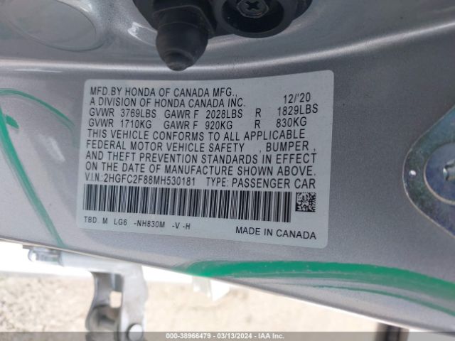 2HGFC2F88MH530181 Honda Civic Sport
