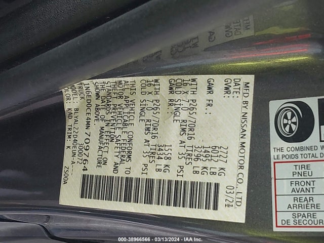 Nissan Frontier King Cab Sv 4x2 2021 1N6ED0CE4MN709764 Image 9