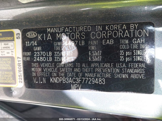 KIA Sportage Lx 2015 KNDPB3AC3F7729483 Image 9