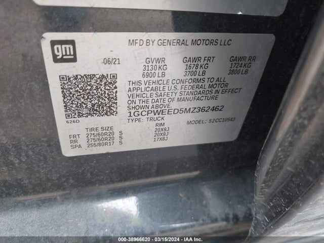 1GCPWEED5MZ362462 Chevrolet Silverado 1500 2wd  Short Bed Ltz