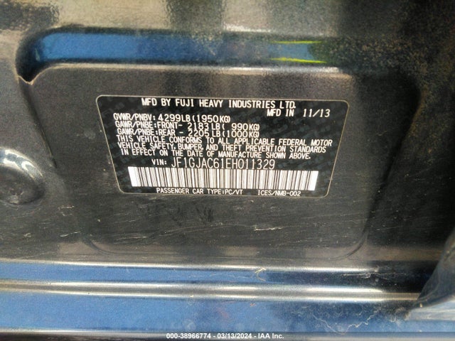 Subaru Impreza 2.0i Premium 2014 JF1GJAC61EH011329 Image 9