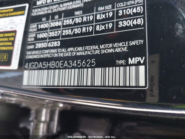 4JGDA5HB0EA345625 Mercedes-Benz Ml 350 4matic