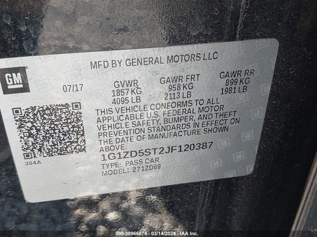 Chevrolet MALIBU LT 2018 1G1ZD5ST2JF120387 Image 9