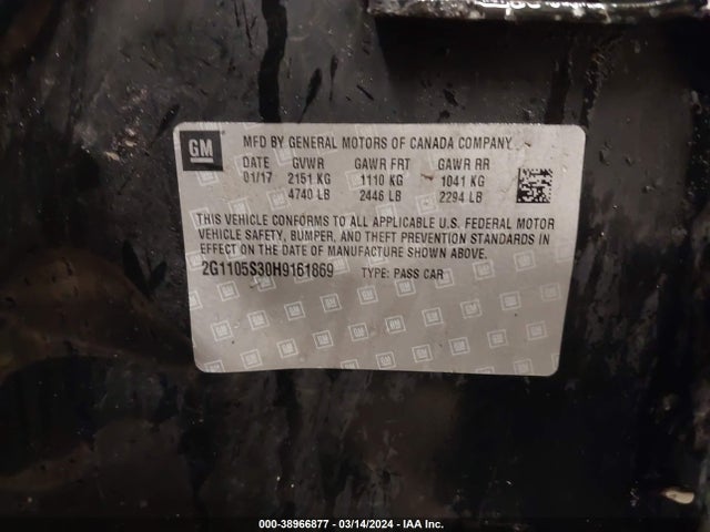 Chevrolet IMPALA 1LT 2017 2G1105S30H9161869 Image 9