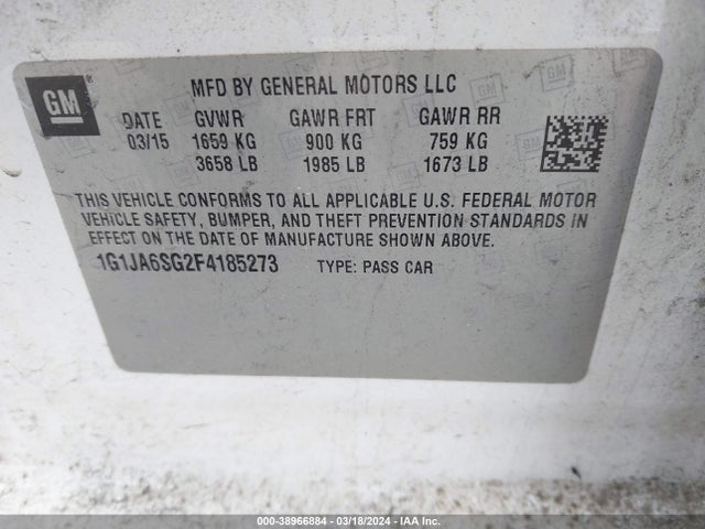Chevrolet Sonic Ls Auto 2015 1G1JA6SG2F4185273 Image 9