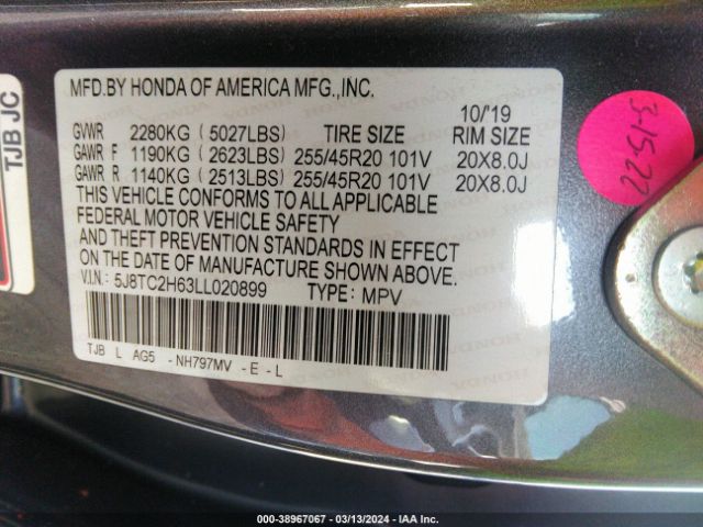 5J8TC2H63LL020899 Acura Rdx A-spec Package