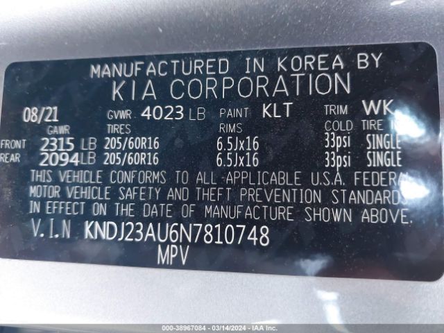 KNDJ23AU6N7810748 KIA SOUL LX