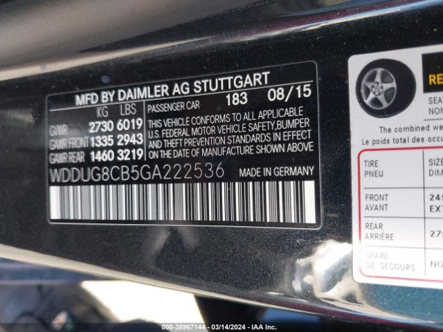 WDDUG8CB5GA222536 Mercedes-Benz S 550