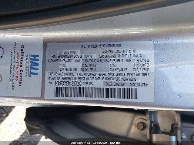 Mazda Cx-5 Touring 2021 JM3KFBCM3M1387989 Image 9
