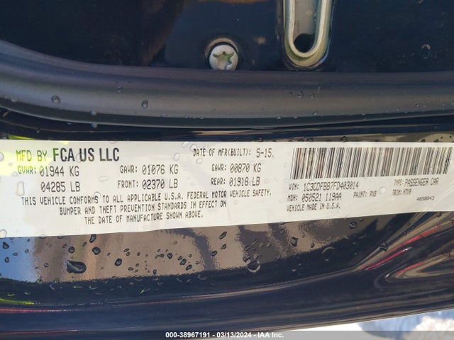 Dodge DART SXT 2015 1C3CDFBB7FD403014 Image 9
