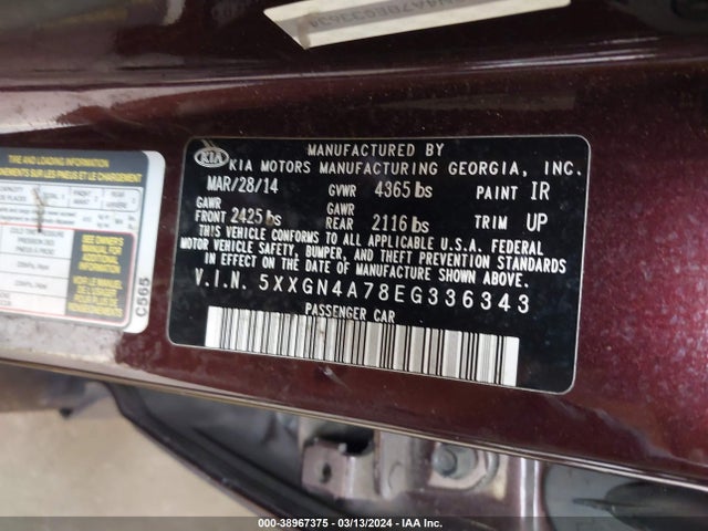 KIA OPTIMA EX 2014 5XXGN4A78EG336343 Image 9