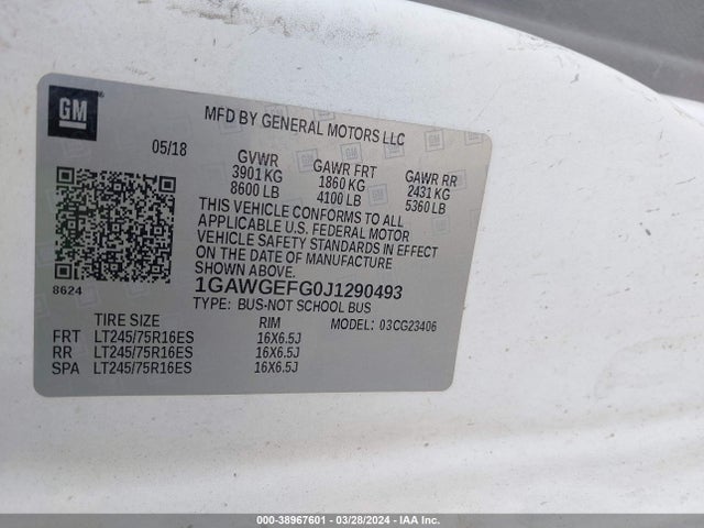 Chevrolet Express 2500 Ls 2018 1GAWGEFG0J1290493 Image 9