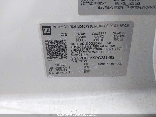 Chevrolet Silverado 1500 4wd  Short Bed Custom 2023 3GCPDBEK9PG231493 Image 9
