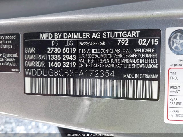 Mercedes-Benz S 550 2015 WDDUG8CB2FA172354 Image 9