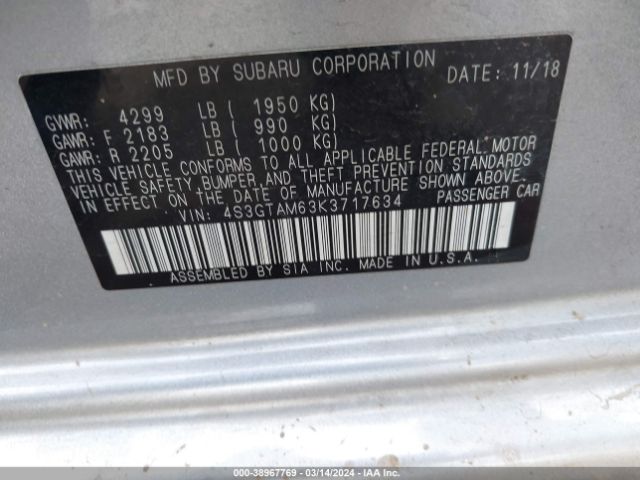 4S3GTAM63K3717634 Subaru Impreza 2.0i Sport