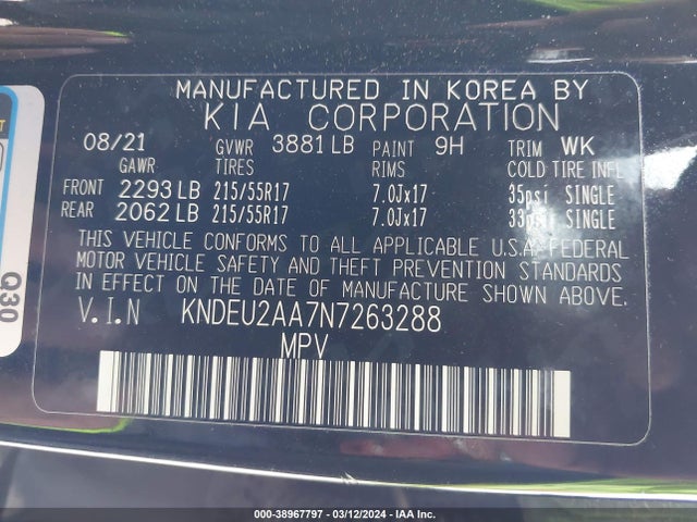 KIA SELTOS S 2022 KNDEU2AA7N7263288 Image 9