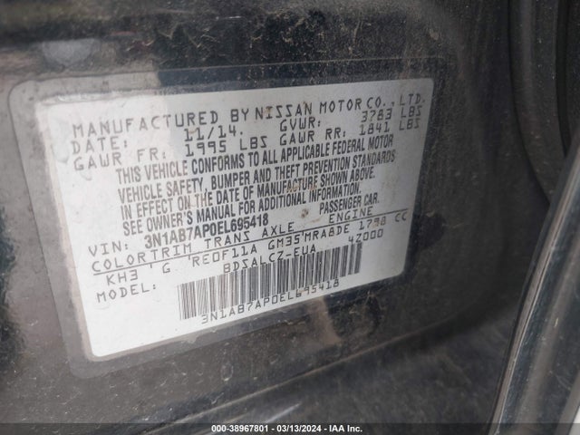 Nissan SENTRA S 2014 3N1AB7AP0EL695418 Image 9