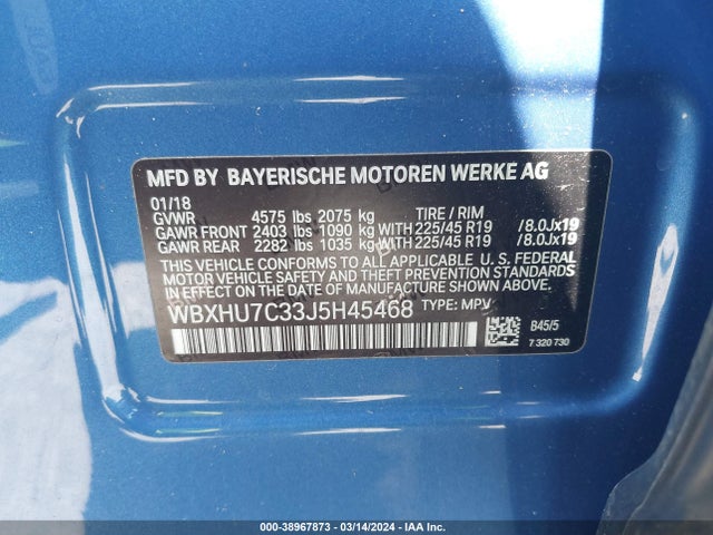 WBXHU7C33J5H45468 BMW X1 Sdrive28i