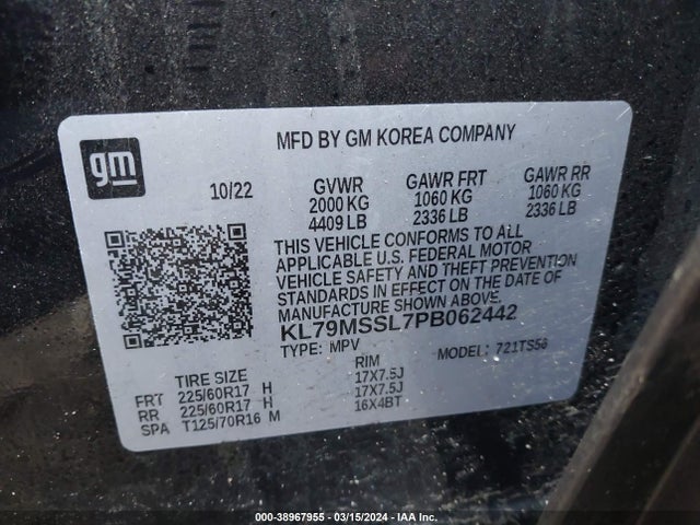 Chevrolet Trailblazer Awd Activ 2023 KL79MSSL7PB062442 Image 9