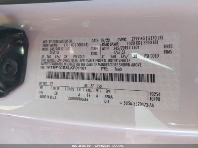 1FTMF1CB8LKF01181 Ford F-150 Xl