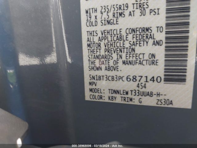 5N1BT3CB3PC687140 Nissan Rogue Sl Intelligent Awd