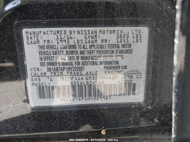 Nissan SENTRA S 2017 3N1AB7AP1HY229987 Image 9