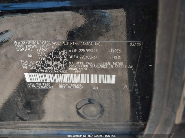 Toyota RAV4 LE 2016 2T3BFREV2GW474005 Image 9