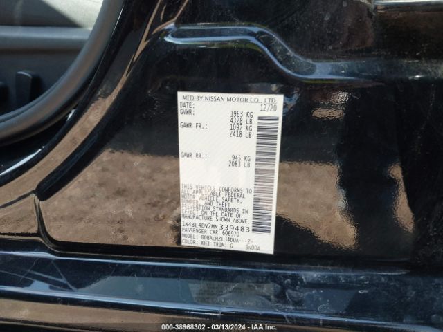 1N4BL4DV2MN339483 Nissan Altima Sv Fwd