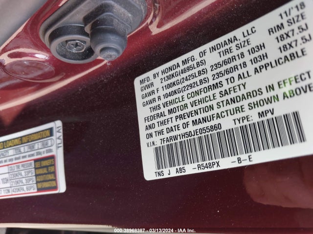 Honda CR-V EX 2018 7FARW1H50JE055860 Image 9