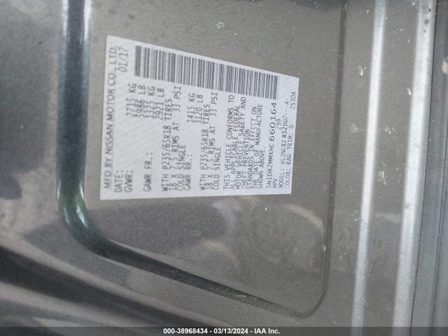 Nissan Pathfinder S 2017 5N1DR2MMXHC660164 Image 9