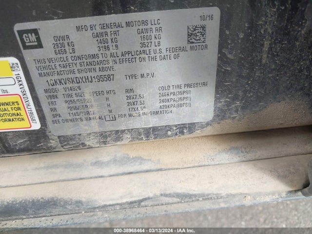 1GKKVSKDXHJ195587 GMC Acadia Limited