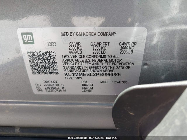KL4MMESL2PB096085 Buick Encore Gx Select Awd