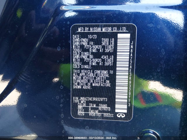 JN8AZ2AE3R9329773 Infiniti Qx80 Luxe Awd
