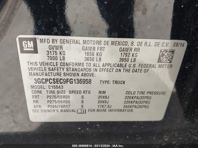 Chevrolet Silverado 1500 1lz 2015 3GCPCSEC9FG136958 Image 9