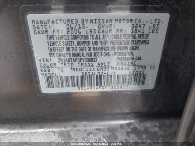 3N1AB7AP0FY300822 Nissan SENTRA SR