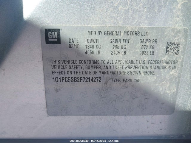 Chevrolet Cruze 1lt Auto 2015 1G1PC5SB2F7214272 Image 9